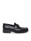 Ferragamo David Gancini Bit Leather Loafers In Black