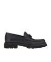 Ferragamo Leather David Loafer With Gancini Hook For Men In Black