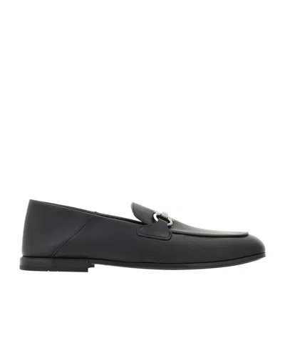 Ferragamo Gancini Decorative Loafers In Black