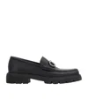 Ferragamo Chunky Sole Loafers With Metal Buckle Detail In Black