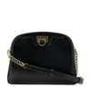 Ferragamo Gancini Detail Embossed Cross-body Bag In Black