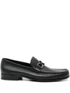Ferragamo Calf Leather Loafers With Gancini Buckle In Black