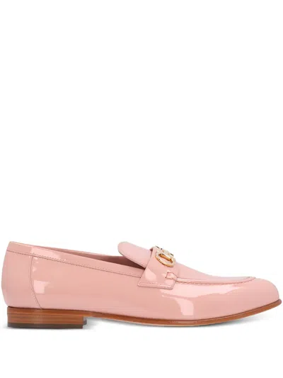 Ferragamo Gancini-detail Patent Loafers In Pink