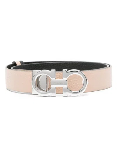 Ferragamo Gancini Double Buckle Belt In Pink