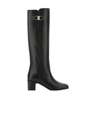 FERRAGAMO GANCINI DOUBLE-BUTTON KNEE-LENGTH BOOTS