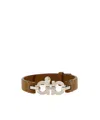 Ferragamo Gancini Double Clasp Bracelet In Brown