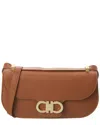 Ferragamo Gancini Double Leather Shoulder Bag In Brown