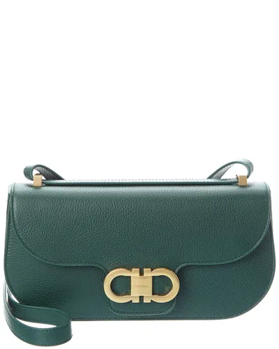 Ferragamo Gancini Double Leather Shoulder Bag In Green