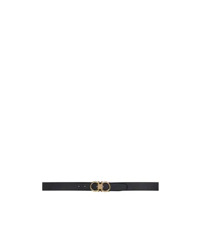Ferragamo Gancini Double-sided Belt In Black