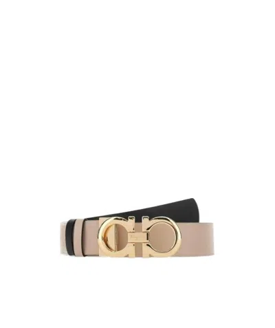 Ferragamo Gancini Double-sided Belt In Nude