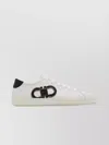 Ferragamo White Sneakers With Gancini Print On The Side And Contrasting Heel In White