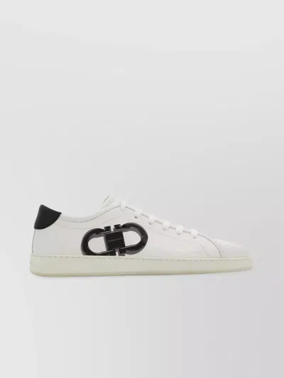 FERRAGAMO GANCINI DOUBLE SNEAKERS CONTRAST HEEL