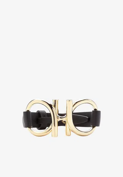 Ferragamo Gancini Double-strand Bracelet In Black