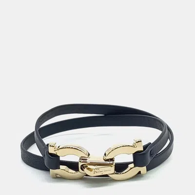 Pre-owned Ferragamo Gancini Double Strap Bracelet In Blue