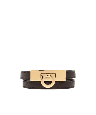 Ferragamo Gancini Double Twist Bracelet In Black