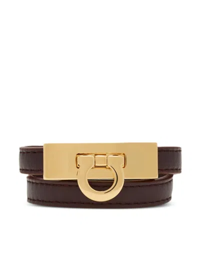 Ferragamo Gancini Double Twist Bracelet - Mis 15 In Brown