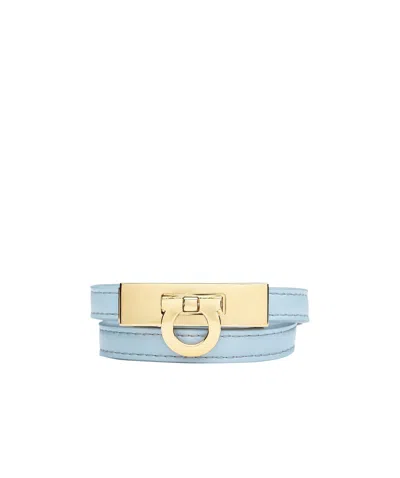 Ferragamo Gancini Double Twist Bracelet In Light Blue