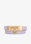 Ferragamo Gancini Double-twist Leather Bracelet In Lavender