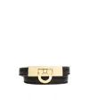 Ferragamo Gancini Black Double Twist Bracelet In Leather Woman In Black
