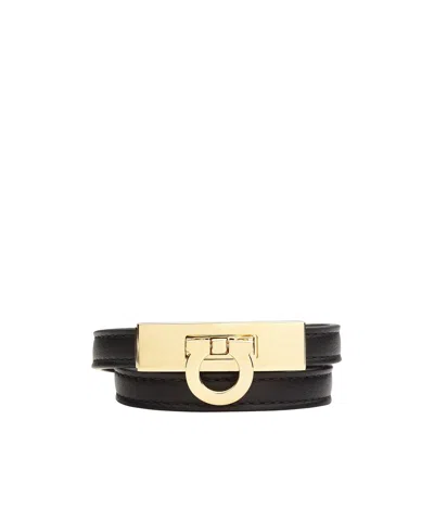 Ferragamo Gancini Double Twisted Bracelet In Black