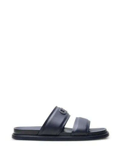 Ferragamo Gancini Double-strap Sandals In Animal Print