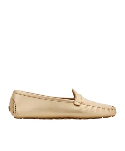 Ferragamo Gancini Driver Loafer In Gold