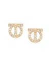 Ferragamo Gancini Crystal-embellished Earrings In Gold