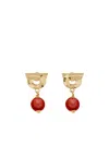 Ferragamo Gancini Earrings With Glass Pearl In Gold