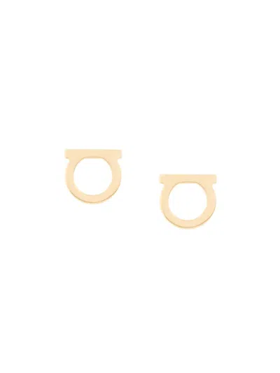 Ferragamo Large Brass Gancini Stud Earrings In Gold