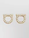 Ferragamo Gancini Earrings Gold-tone Finish Pearl Embellishments