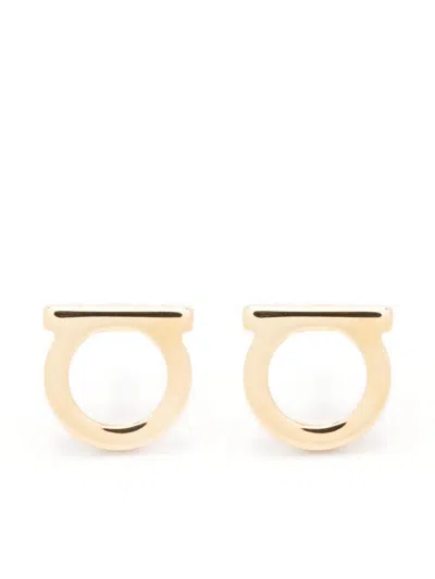 Ferragamo Gold-colored Gancini Earrings In Brass Woman