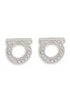 Ferragamo Crystal Stud Earrings Embellished Stones In Silver