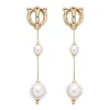 Ferragamo Pearl Drop Earrings Gold Finish In Gold