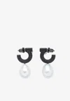 Ferragamo Gancini Earrings With Baroque Pearl In Black