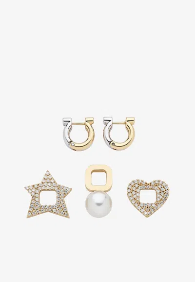 Ferragamo Gancini Earrings With Charms In Metallic