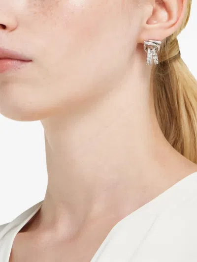 Ferragamo Gancini Earrings With Crystal Ring Pendant Detail In Brown