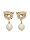 Ferragamo Crystal Embellished Gancini Pearl Drop Earrings In Metallic