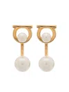 Ferragamo Women Gancini Earrings With Pearls In Gold
