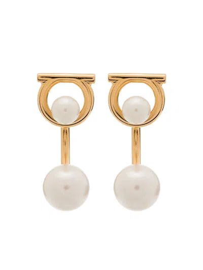 FERRAGAMO FERRAGAMO GANCINI EARRINGS WITH PEARLS
