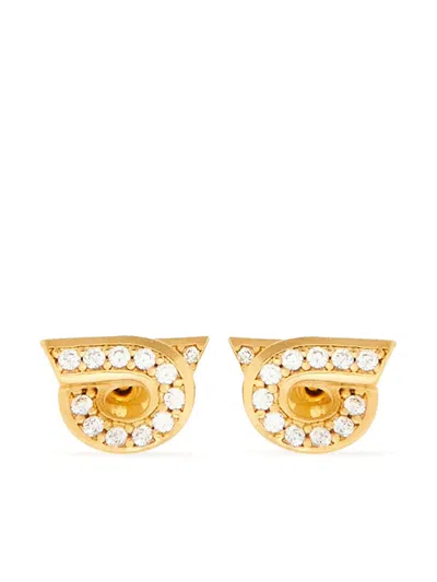 Ferragamo Gancini Earrings With Rhinestones (s) In Purple