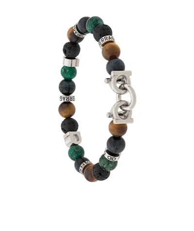 Ferragamo Gancini Elasticated Bracelet In Black