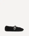 Ferragamo Black Ballerinas With Shearling Design And Buckle In Leather Woman In Black