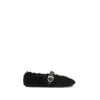 Ferragamo Black Ballerinas With Shearling Design And Buckle In Leather Woman In Black