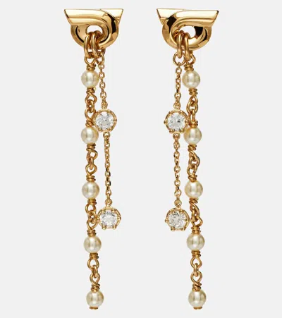 Ferragamo Gancini Embellished Drop Earrings In Gold