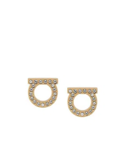Ferragamo Gancini Embellished Earrings In Gold