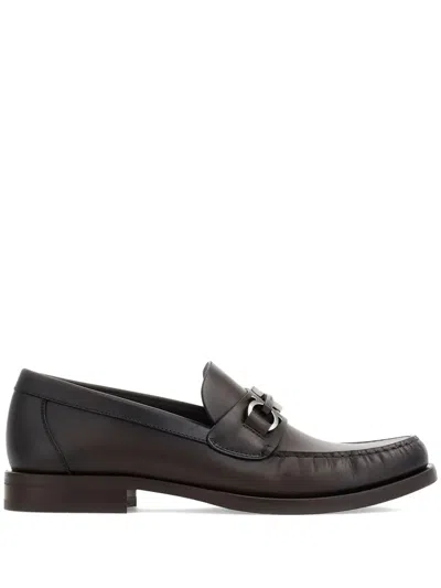 Ferragamo Gancini-embellished Loafers In Braun