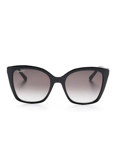 Ferragamo Gancini-embellished Oversized-frame Sunglasses In Black