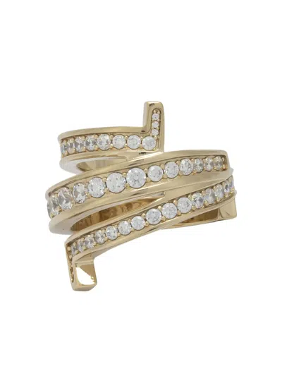 Ferragamo Multi-band Gancini Ring Featuring Crystal Embellishments In Gold