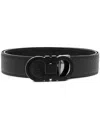 Ferragamo Gancini Embossed Leather Belt In Black