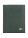Ferragamo Micro Gancio Flap Card Holder Wallets Green In Green